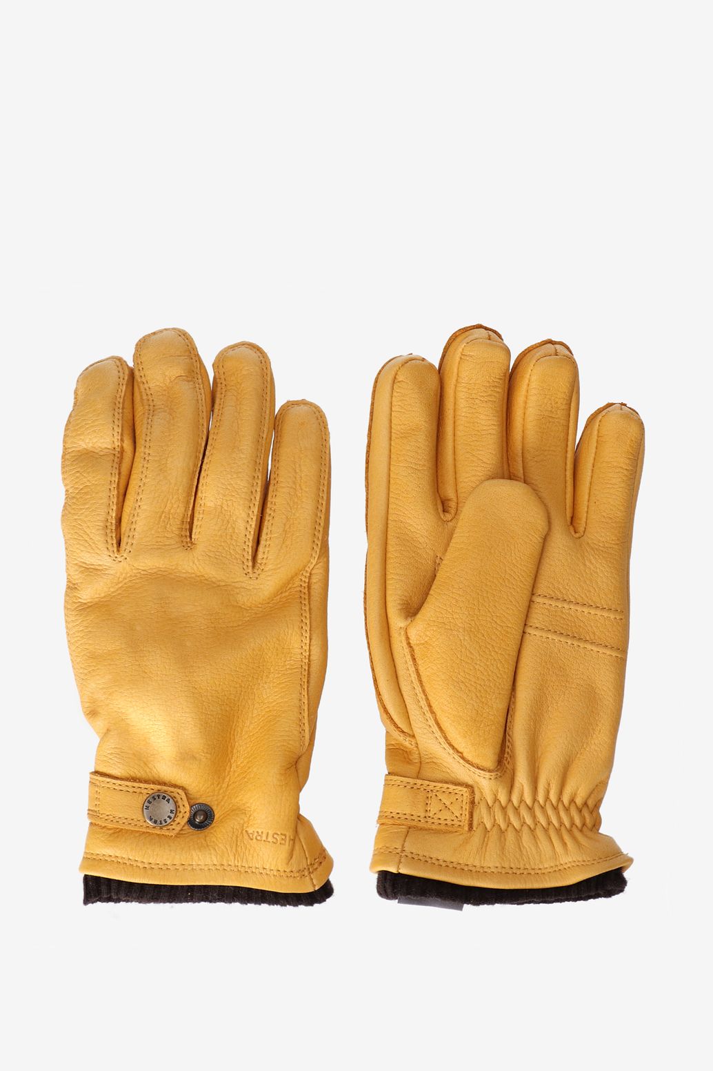 Hestra okergele leren handschoenen