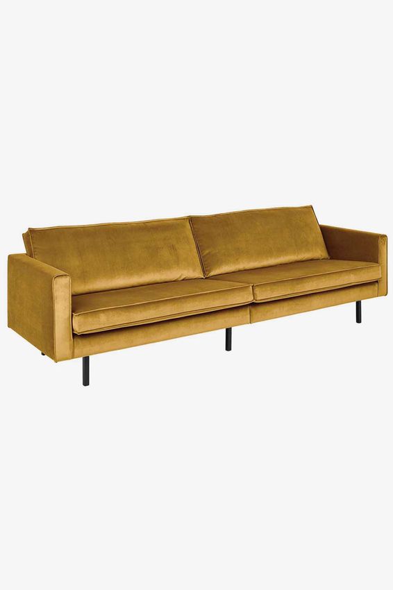 Amsterdam Samtsofa 4-Sitzer - ockergelb