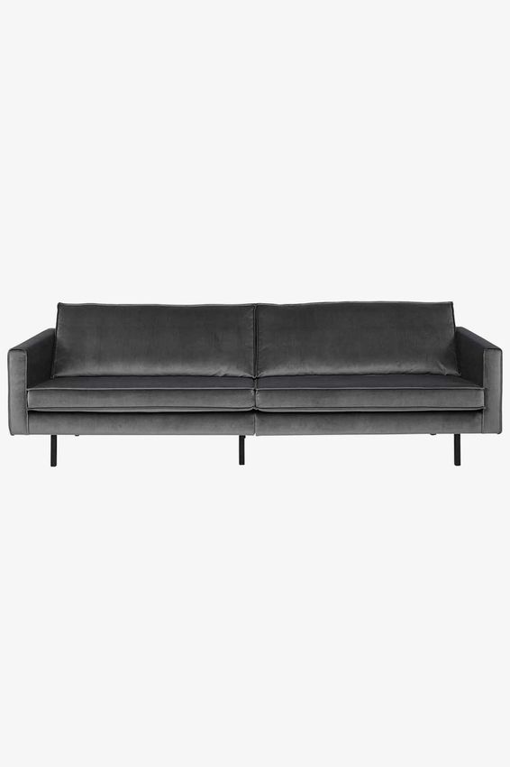 Amsterdam Samtsofa 4-Sitzer - grau