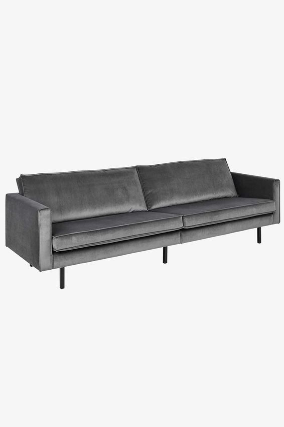 Amsterdam Samtsofa 4-Sitzer - grau