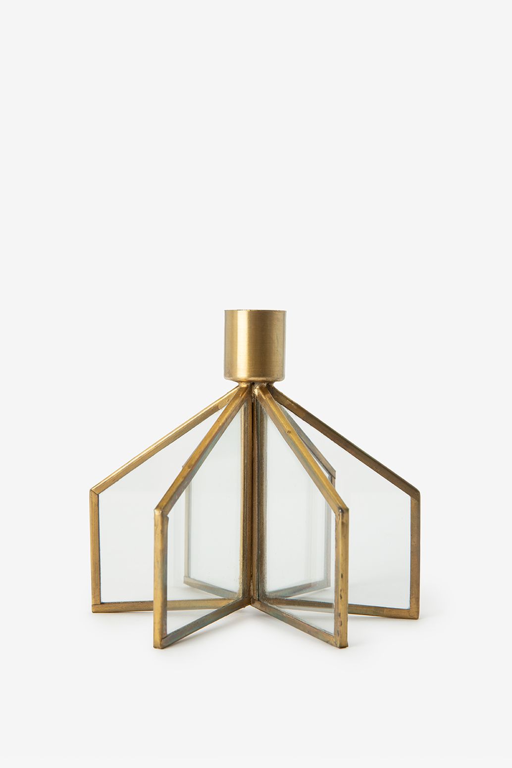 Kerzenhalter aus Glas und Metall