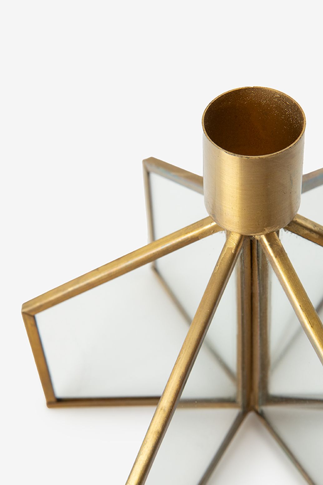 Kerzenhalter aus Glas und Metall