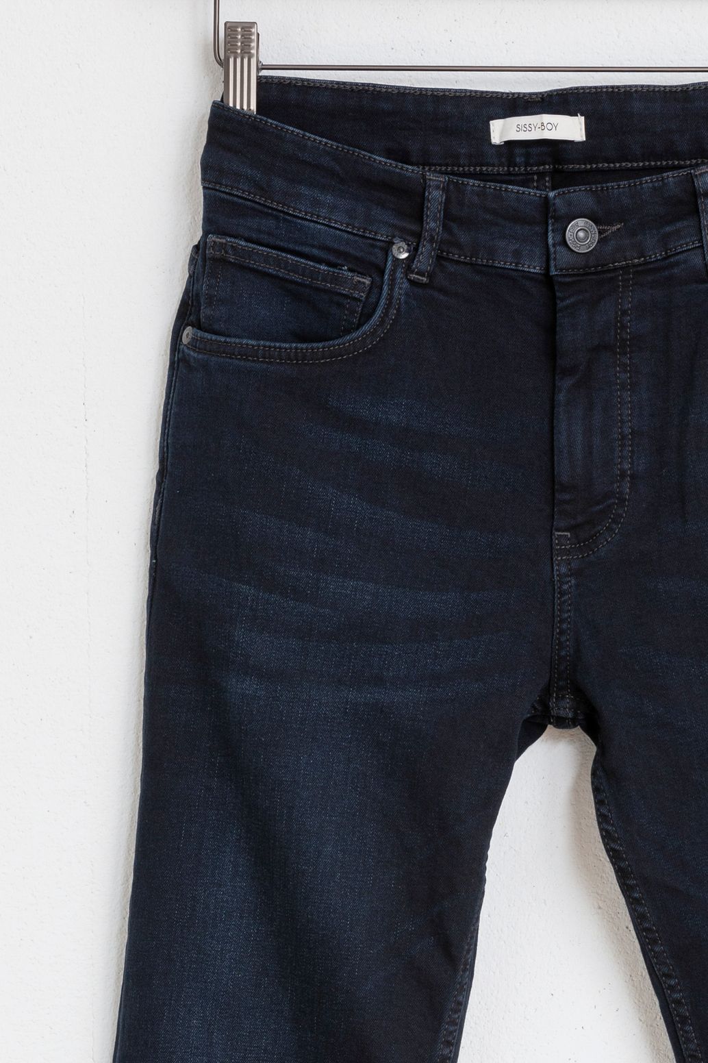 Donkerblauwe mid-rise Slim Fit Jeans