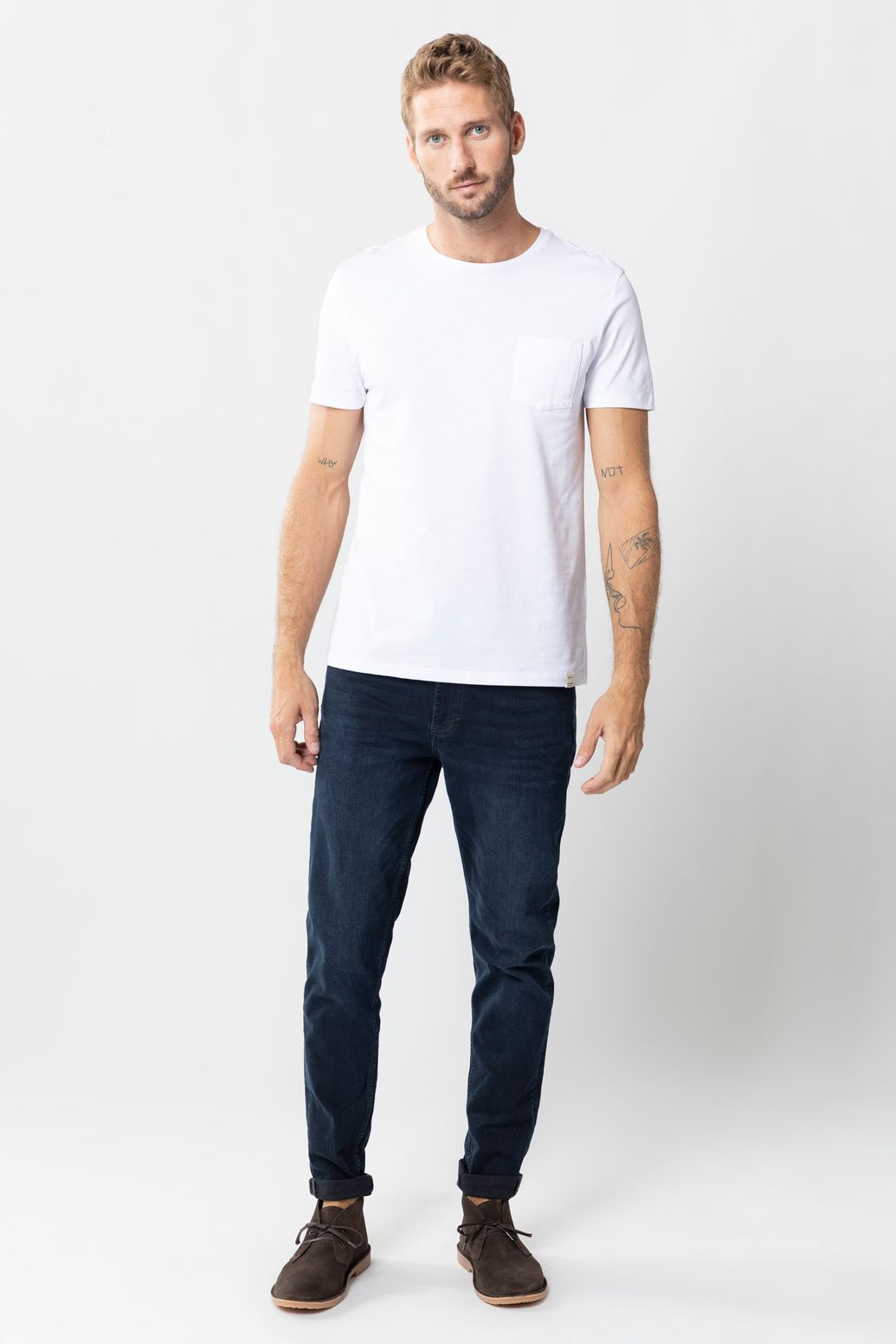Donkerblauwe mid-rise Slim Fit Jeans