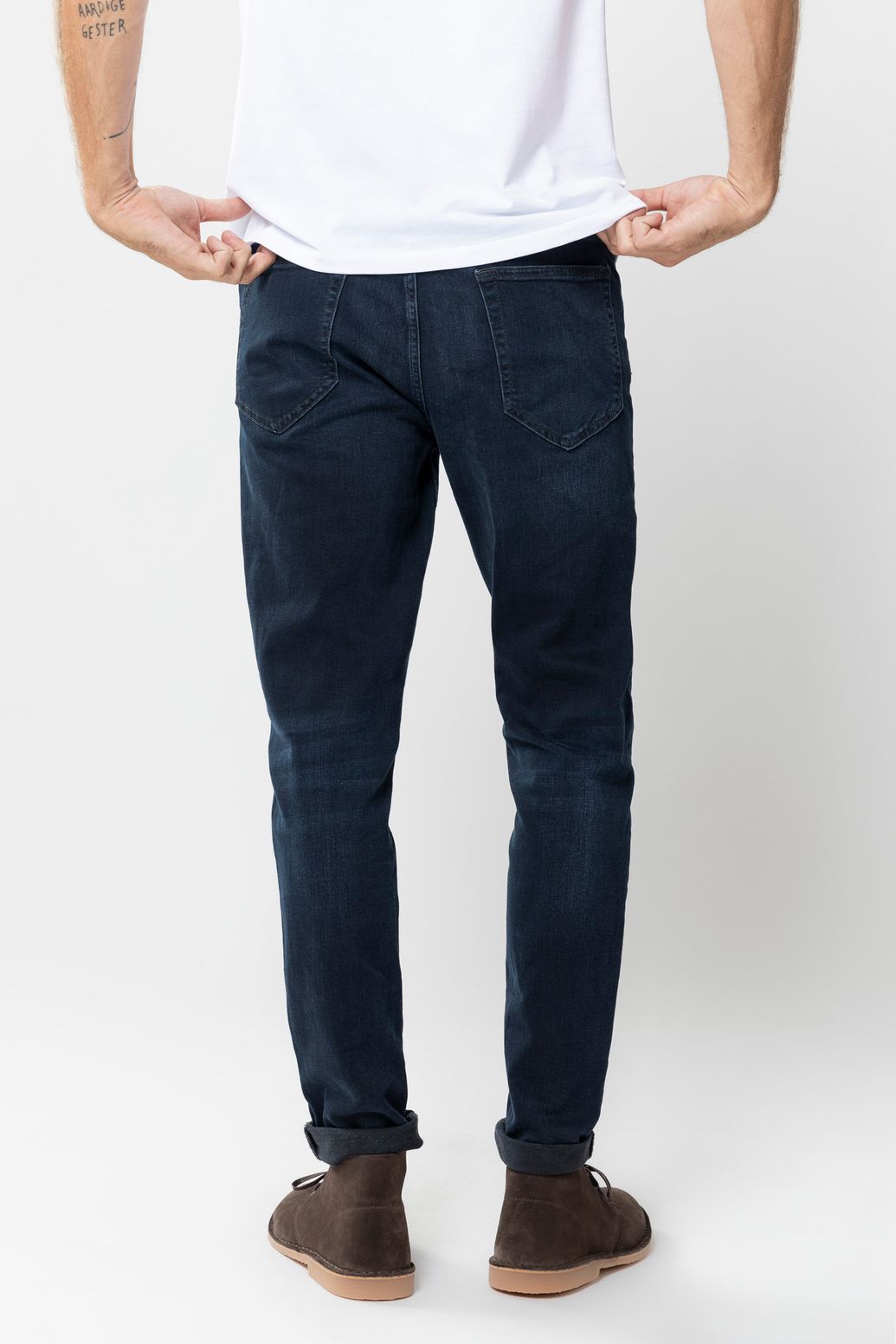 Donkerblauwe mid-rise Slim Fit Jeans
