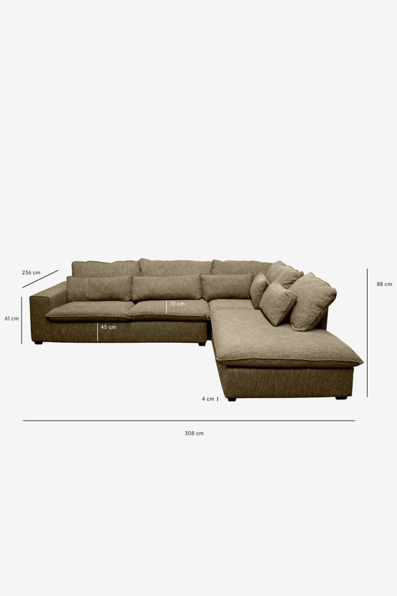 Baron bank 3.5-zits lounge rechts Unit groen melee
