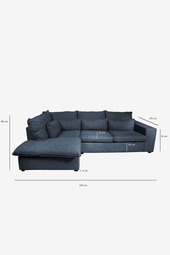 Baron bank 2.5-zits lounge links Unit Donkerblauw Melee
