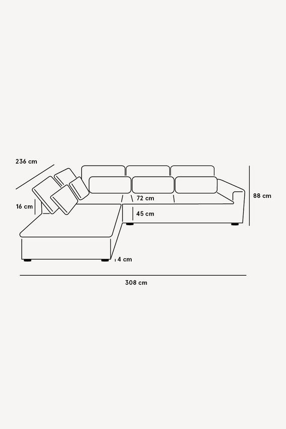 Baron Sofa 3,5-Sitzer Lounge links - dunkelgrau meliert