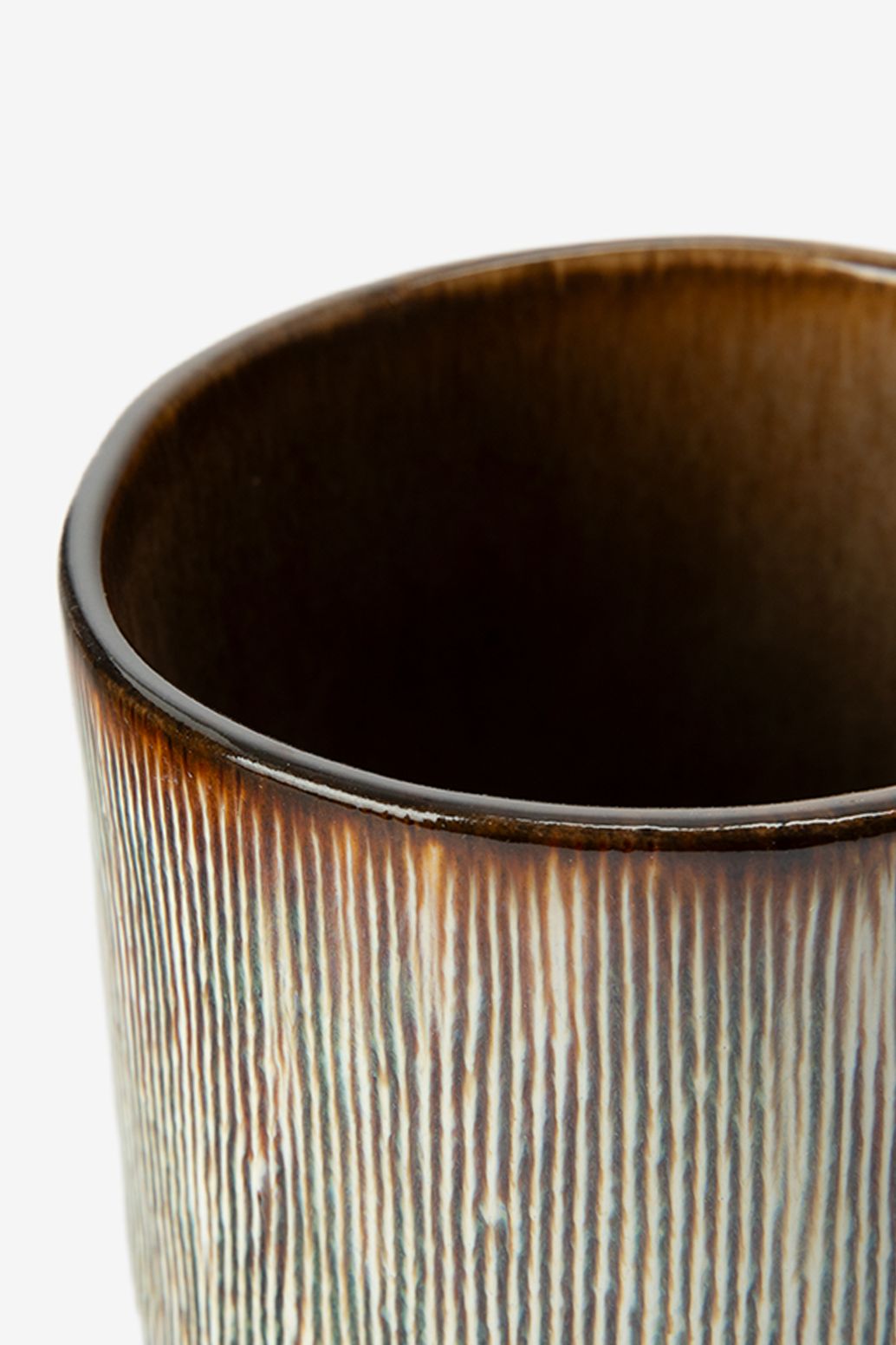 Beige met blauwe keramieken mok met oor