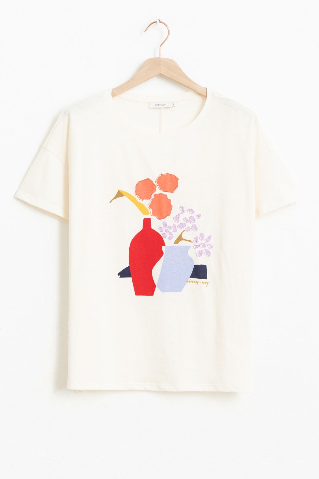 Ecru T-shirt met artwork
