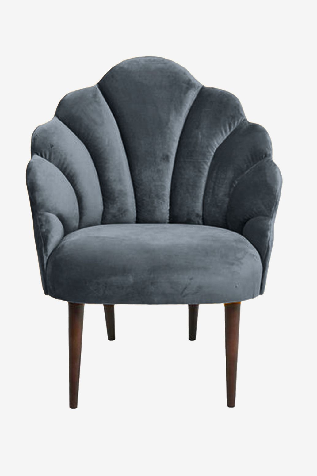 Blauwe velvet schelpstoel