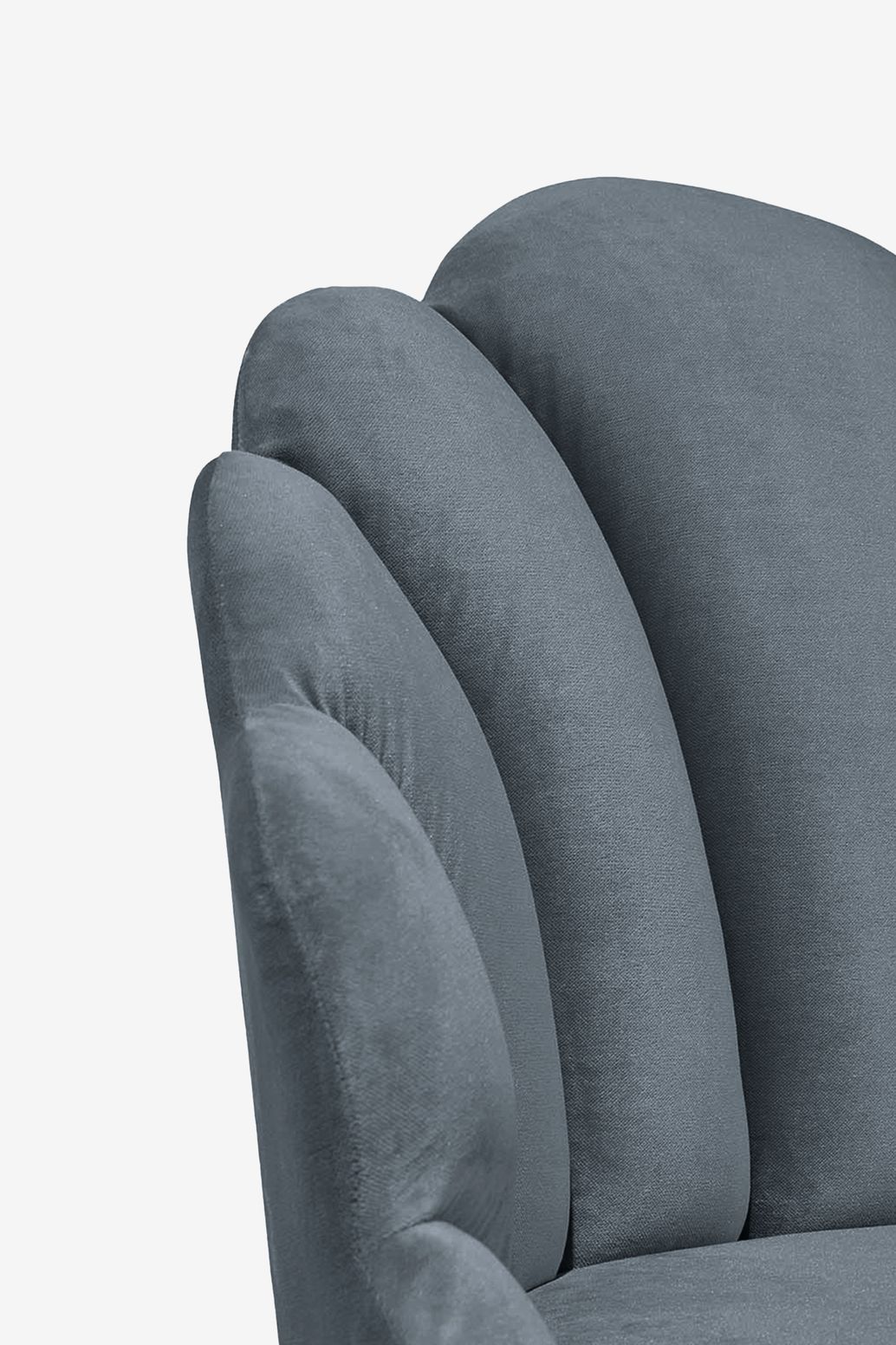 Muschelstuhl aus Samt - blau