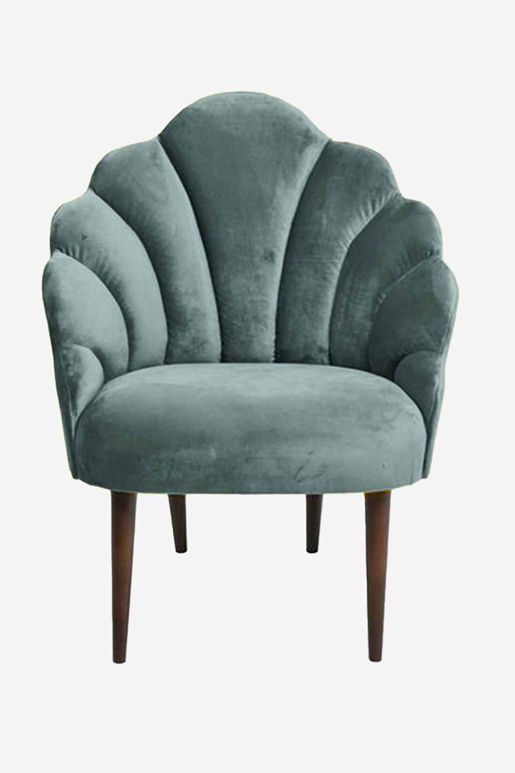 Lichtblauwe velvet schelpstoel