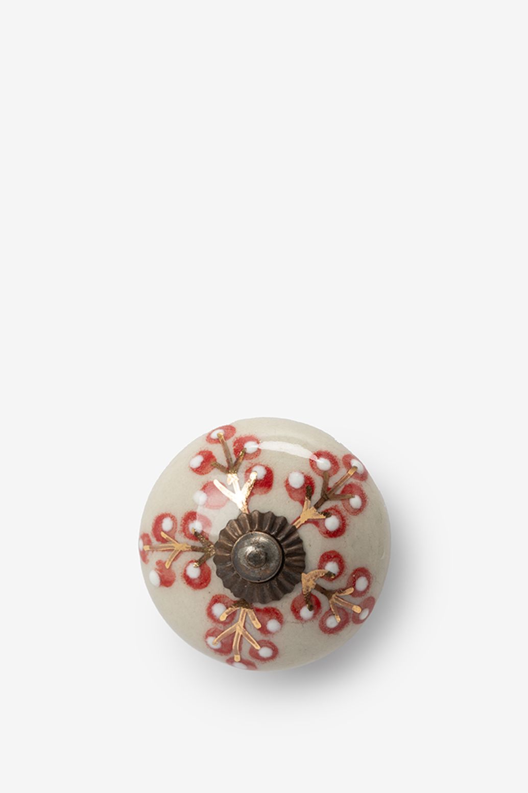 Möbelknauf mit Blumenmuster - beige