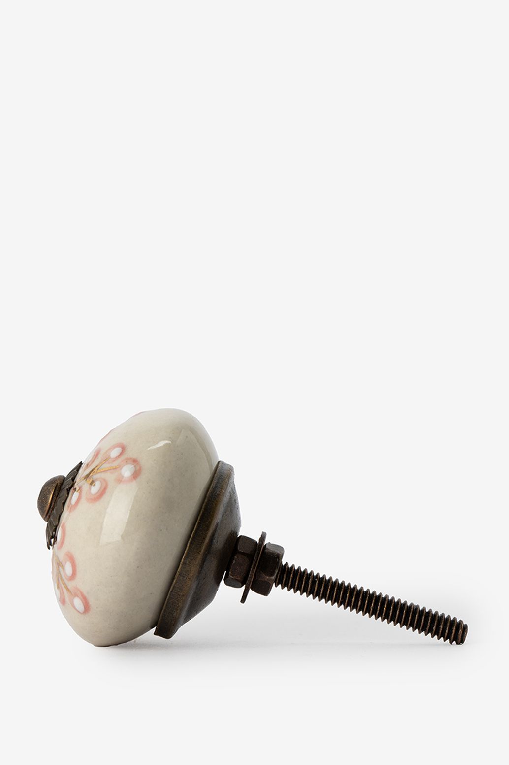 Knauf mit rosafarbenen Blumen - weiß