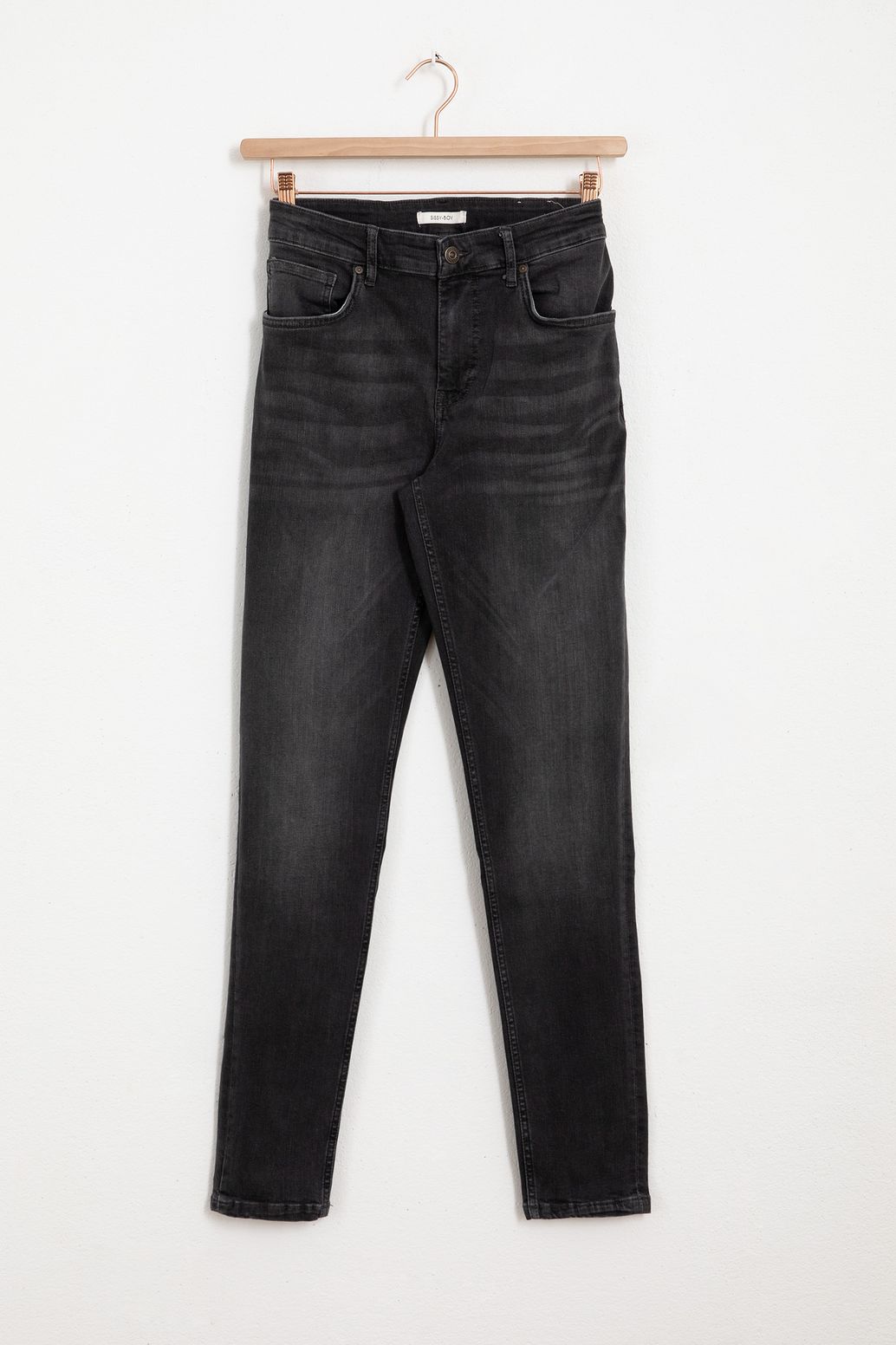 Donkergrijze mid-rise slim fit jeans