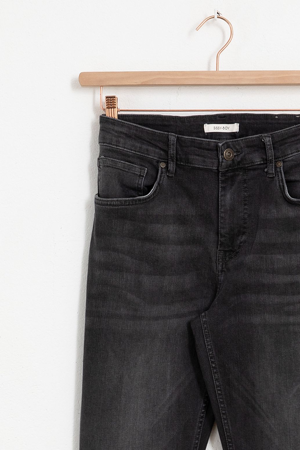 Donkergrijze mid-rise slim fit jeans