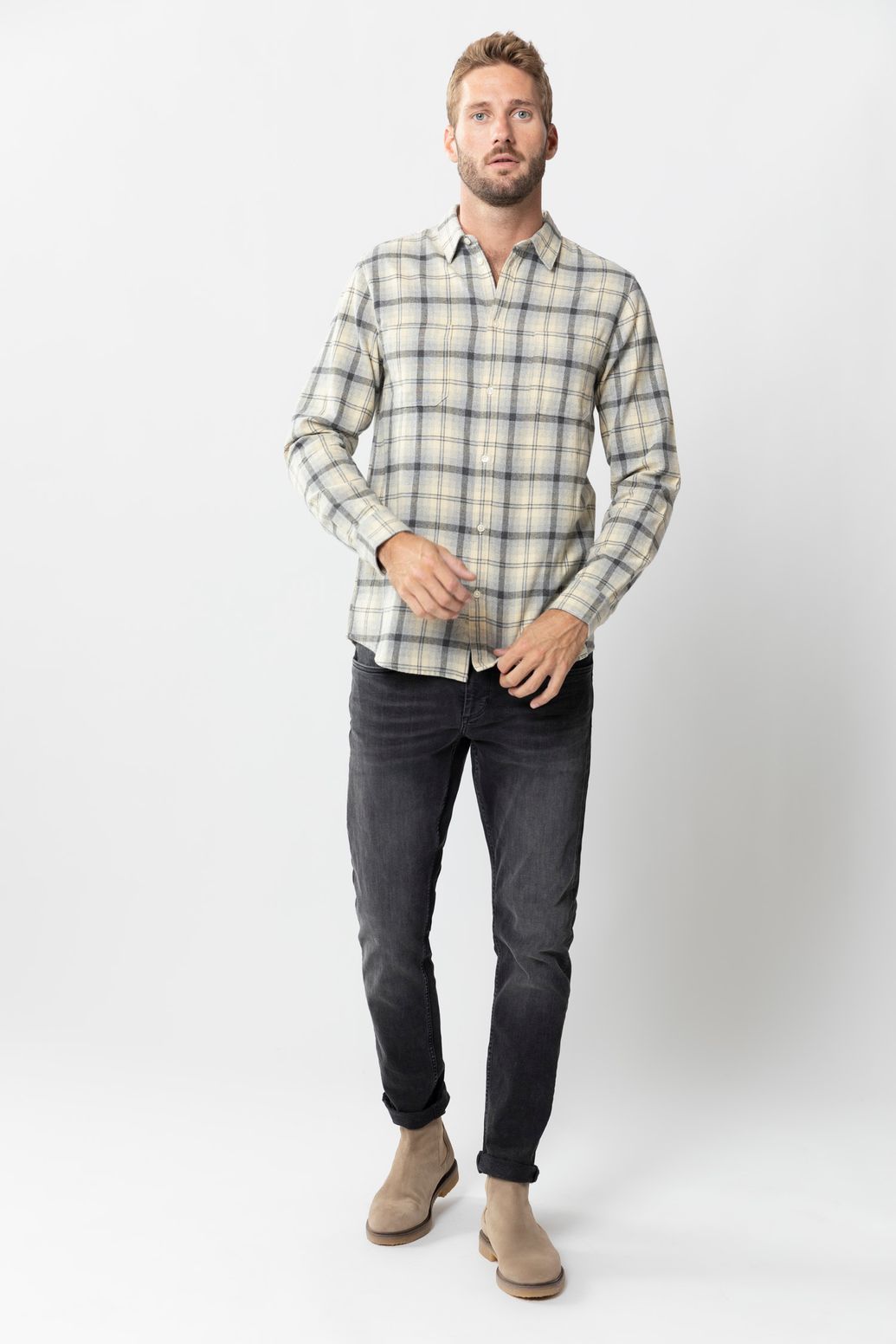 Donkergrijze mid-rise slim fit jeans