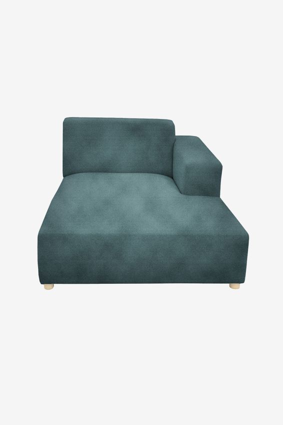 Earl velvet chaise longue rechts Juke grijs Blauw