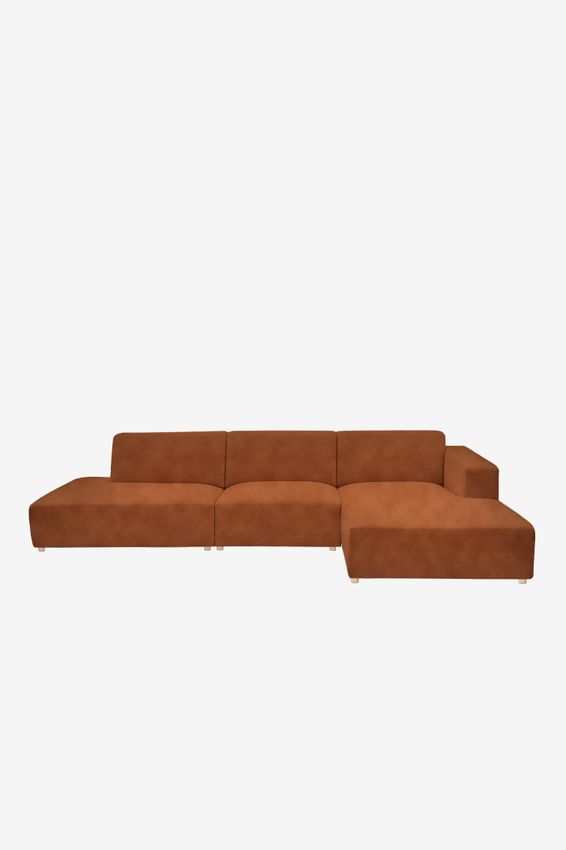 Earl velvet 4-zits bank chaise longue rechts otto longue links Juke roest