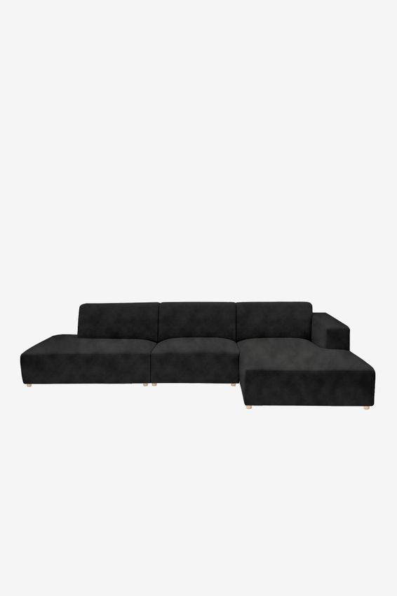 Earl velvet 4-zits bank chaise longue rechts otto longue links Juke antraciet