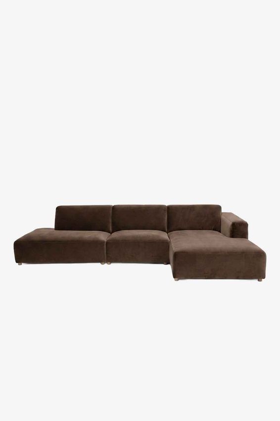 Earl velvet 4-zits bank chaise longue rechts otto longue links Juke Espresso