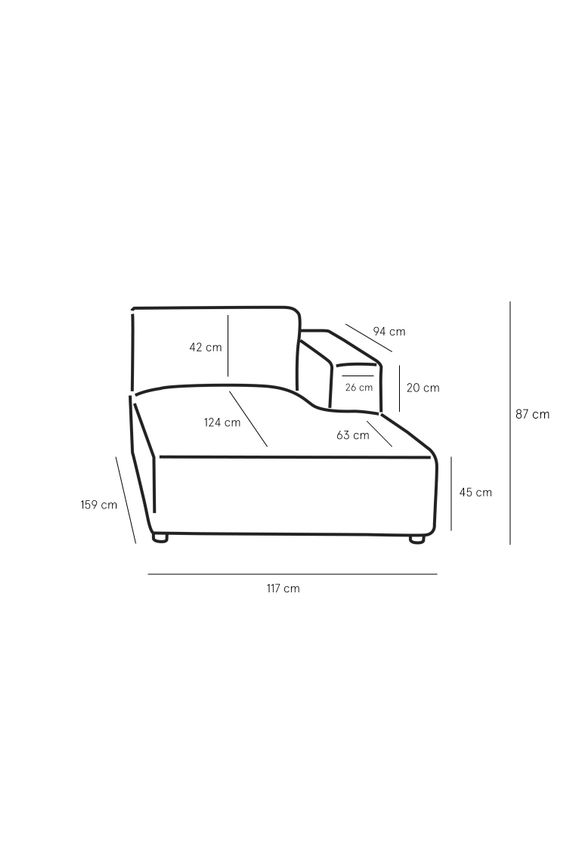 Earl chaise longue rechts Forward camel