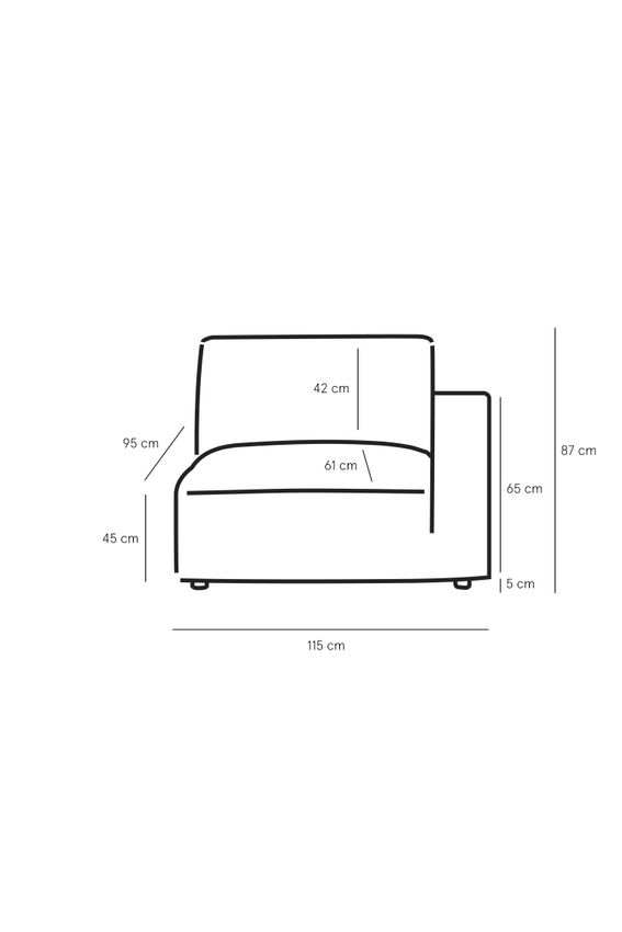 Earl 1.5-zits bank arm rechts Unit Stone