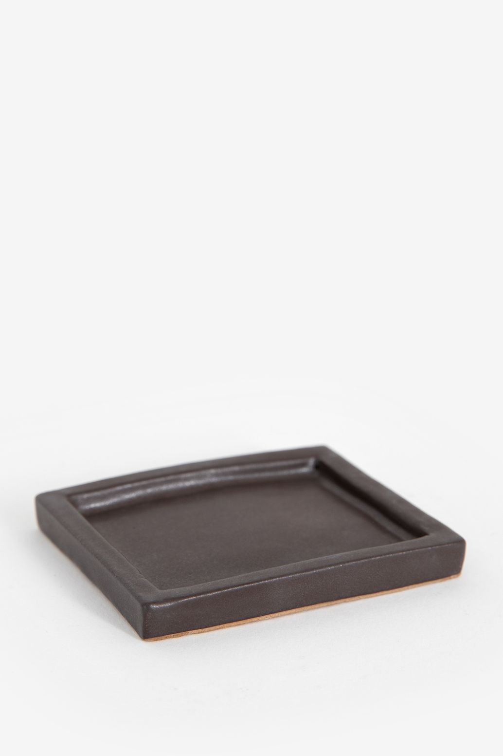 Petit plateau céramique vernie - marron foncé