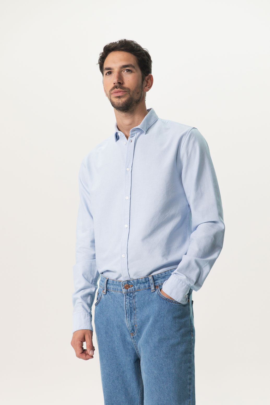 Chemise en coton Oxford - bleu