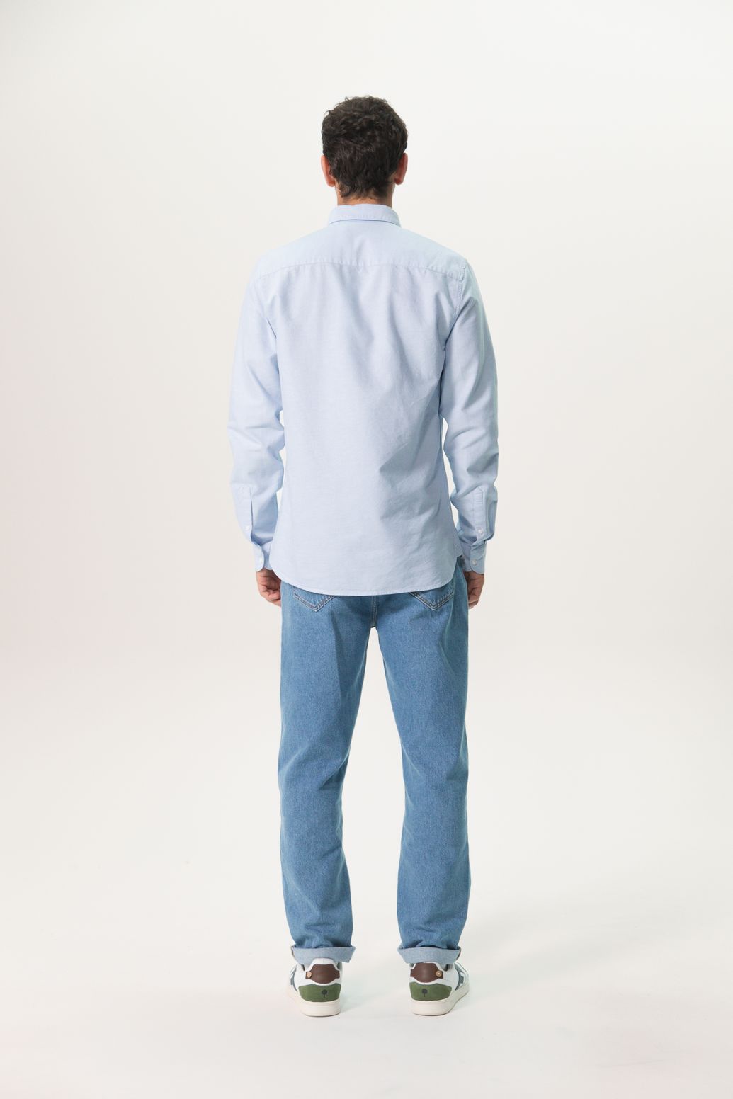 Blauw katoenen Oxford overhemd