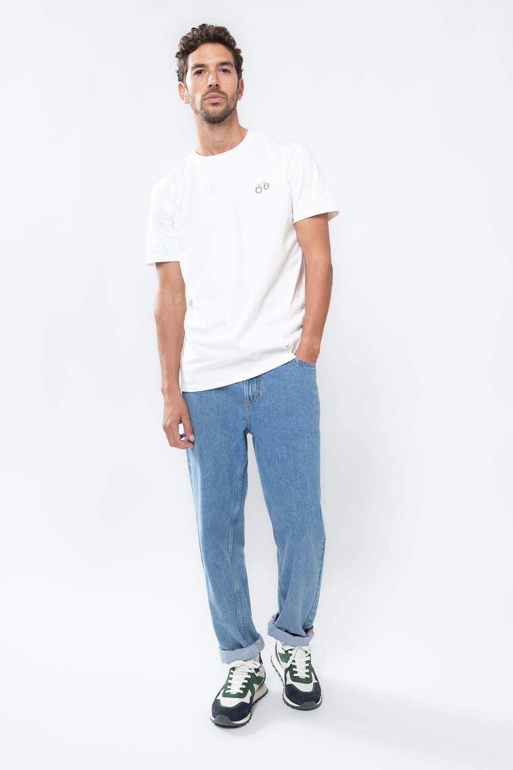 Blauwe mid-rise loose fit jeans