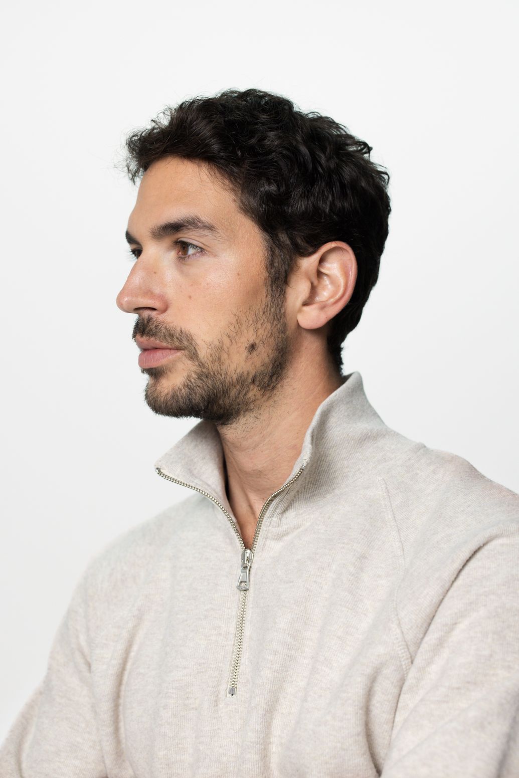 Sweat avec fermeture éclair - beige