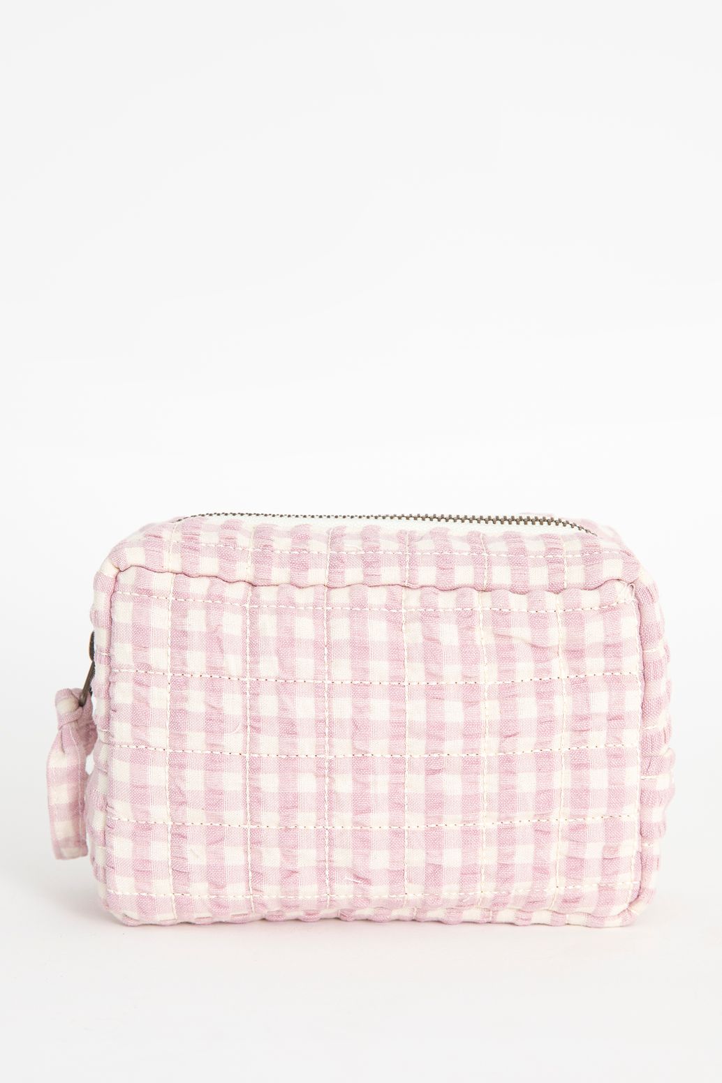 Lichtpaarse geblokte toilettas