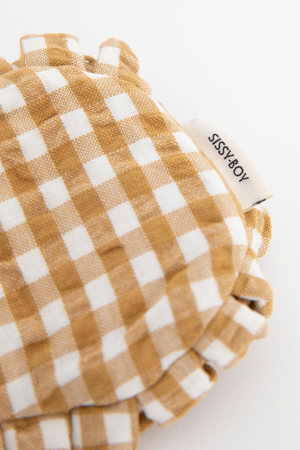 Donkergeel geblokt oogmasker