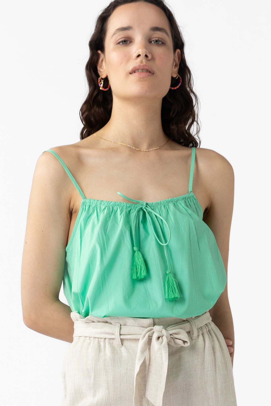 Top mit Quaste - hellgrün