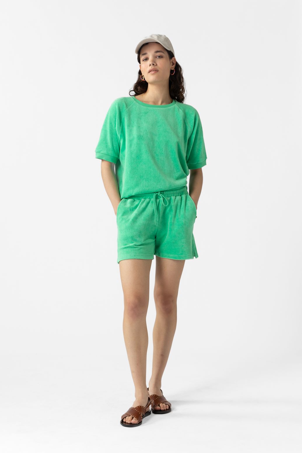 Groene badstof shorts