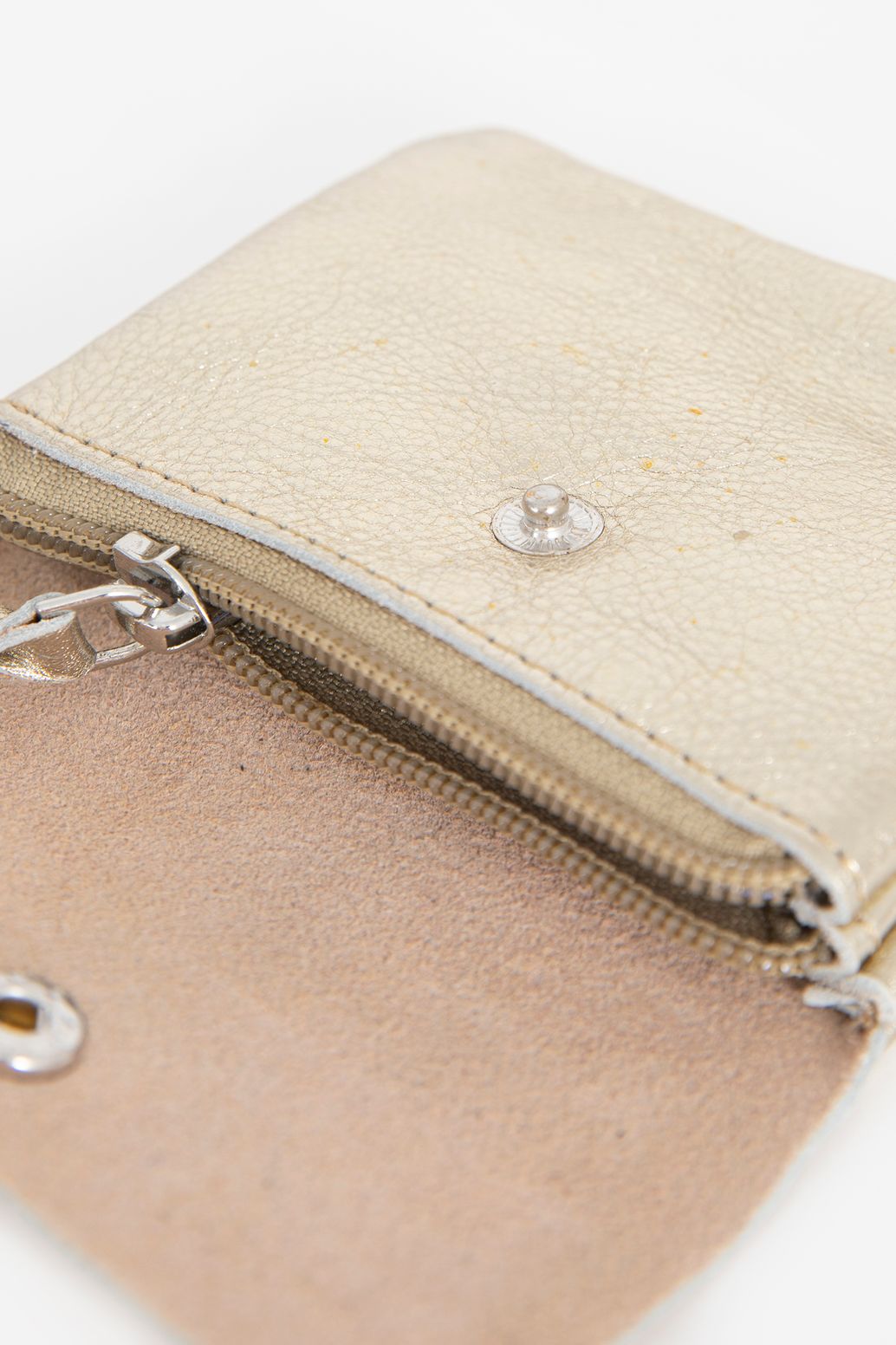 Porte-monnaie métallisé en cuir - doré