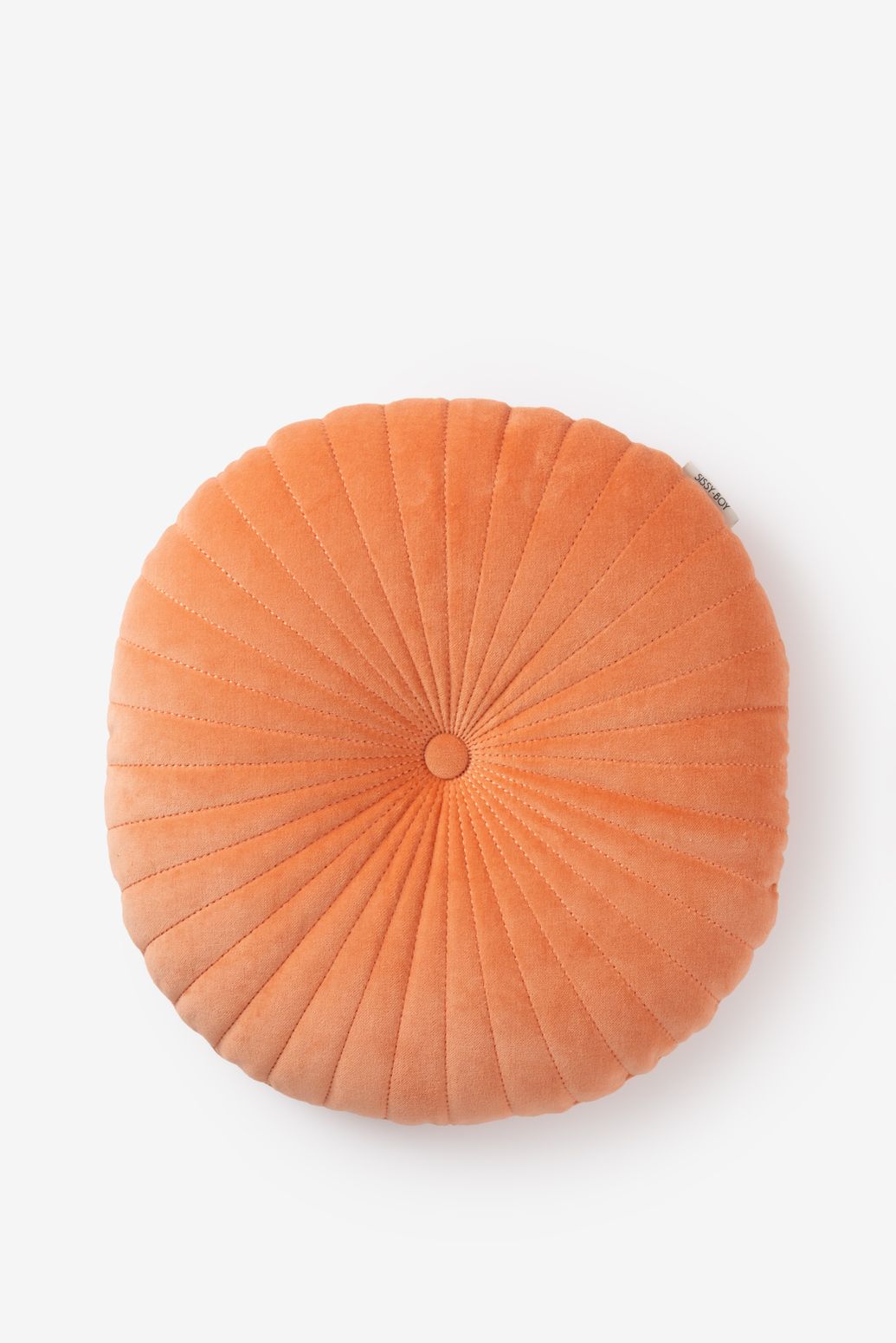 Coussin rond en velours - orange clair