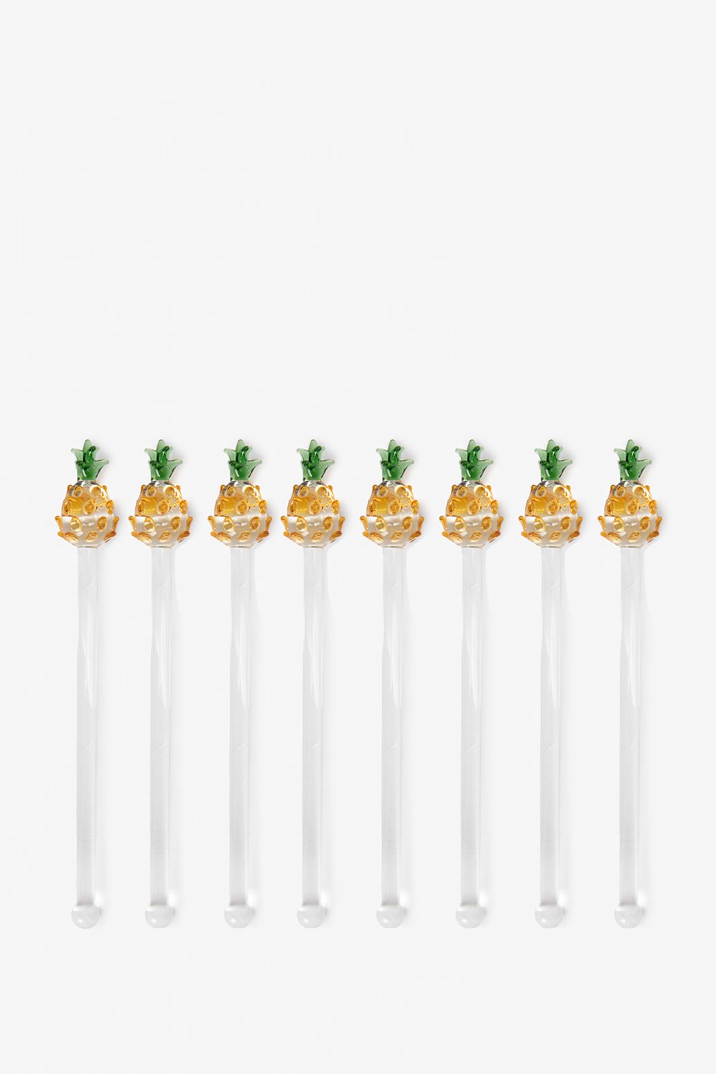 Glazen cocktail roerstaafje met ananas
