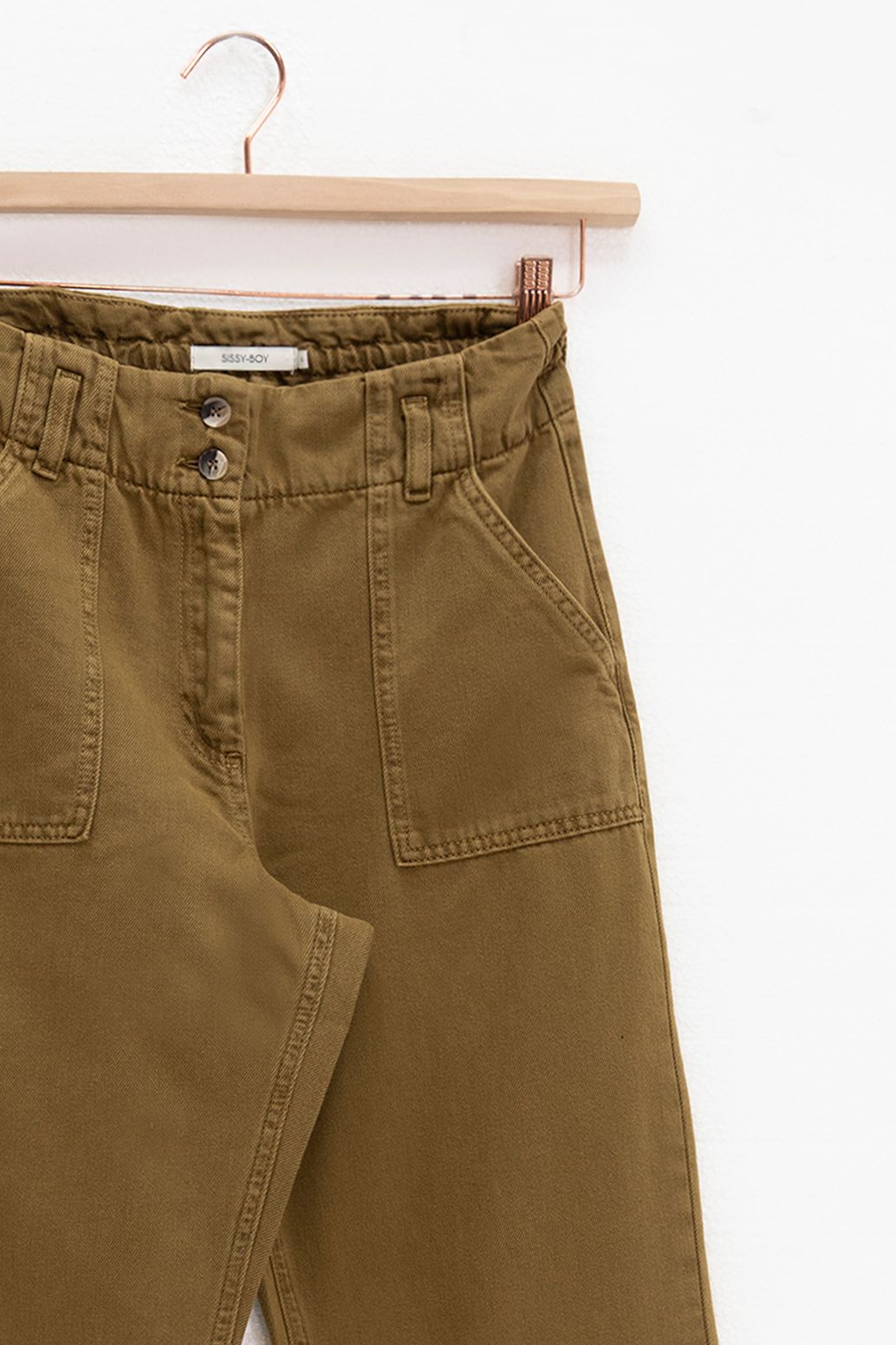 High Waist-Hose mit geradem Schnitt - dunkelgrün