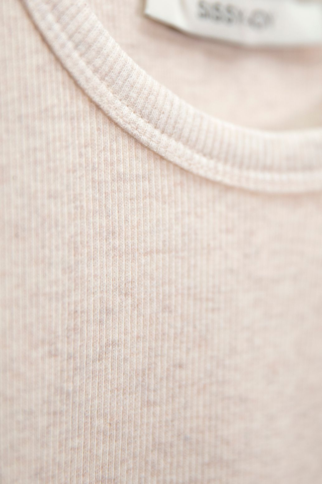 Beige basic stretch rib t-shirt