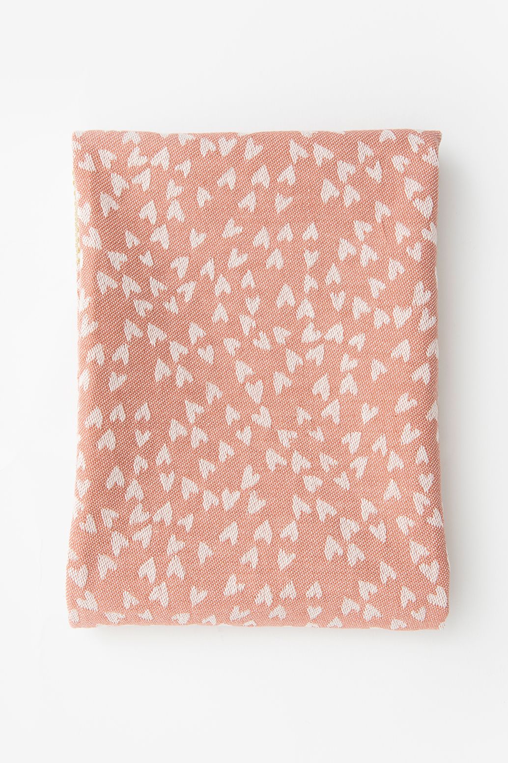 Roze katoenen theedoek met hartjesprint