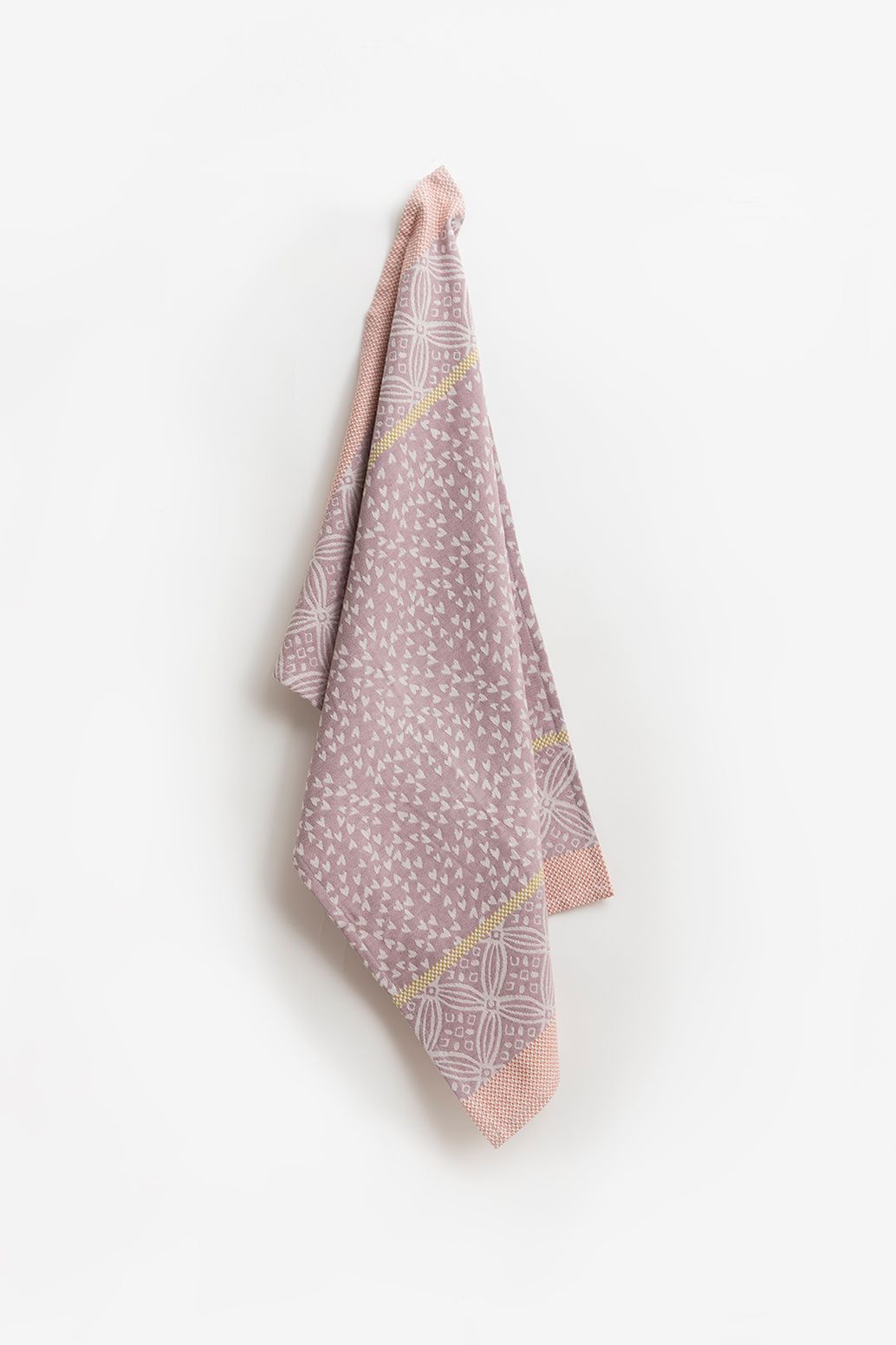 Torchon en coton avec imprimé cœurs - violet