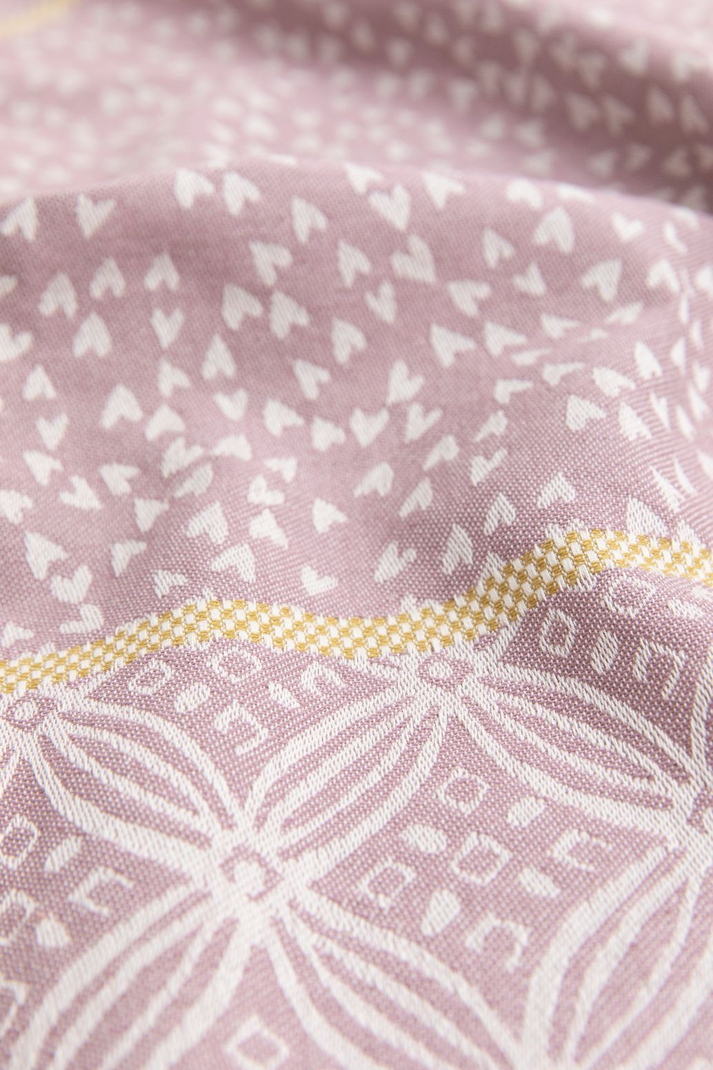 Torchon en coton avec imprimé cœurs - violet