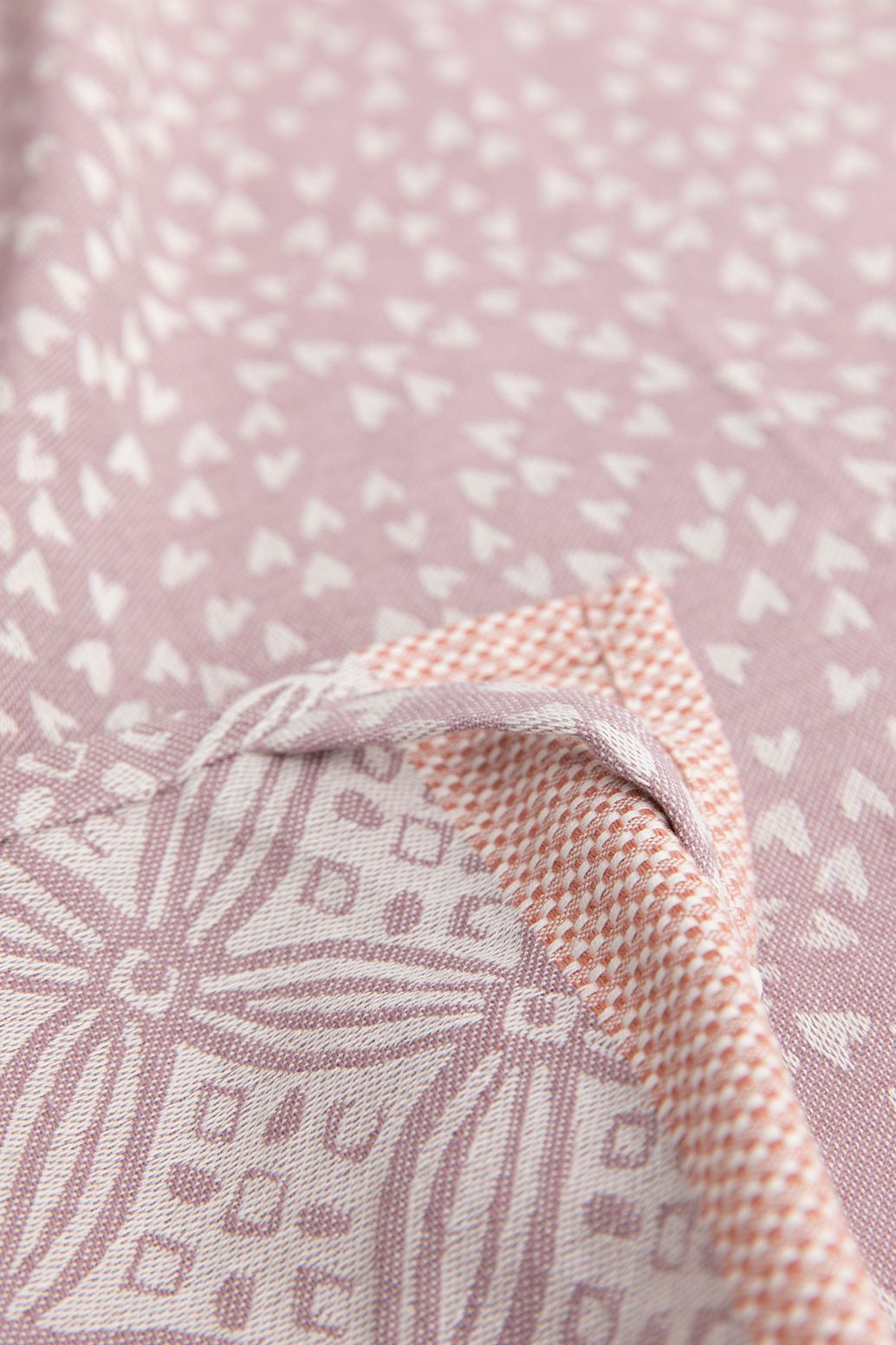 Torchon en coton avec imprimé cœurs - violet