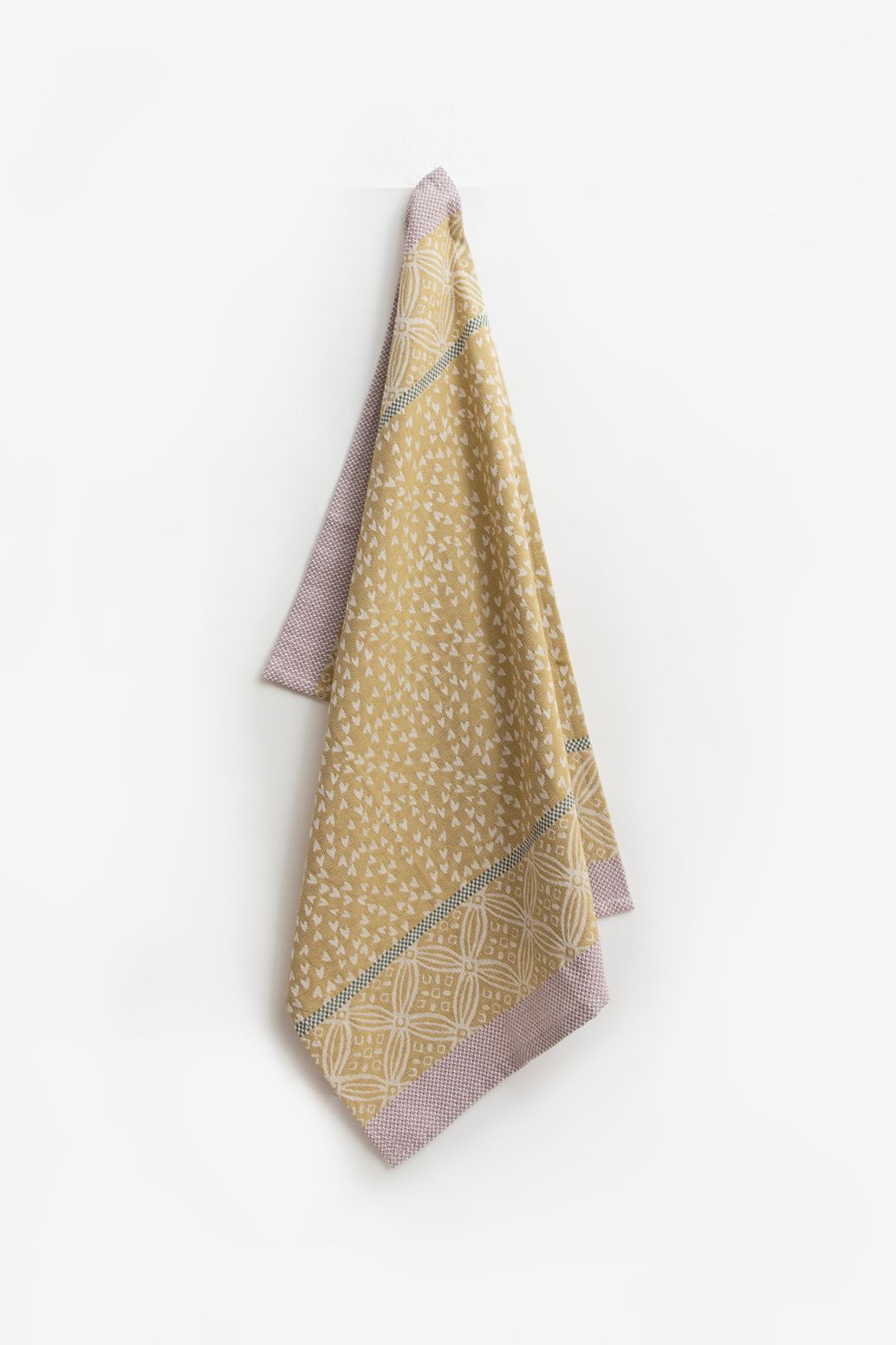 Lichtgroene katoenen theedoek met hartjesprint