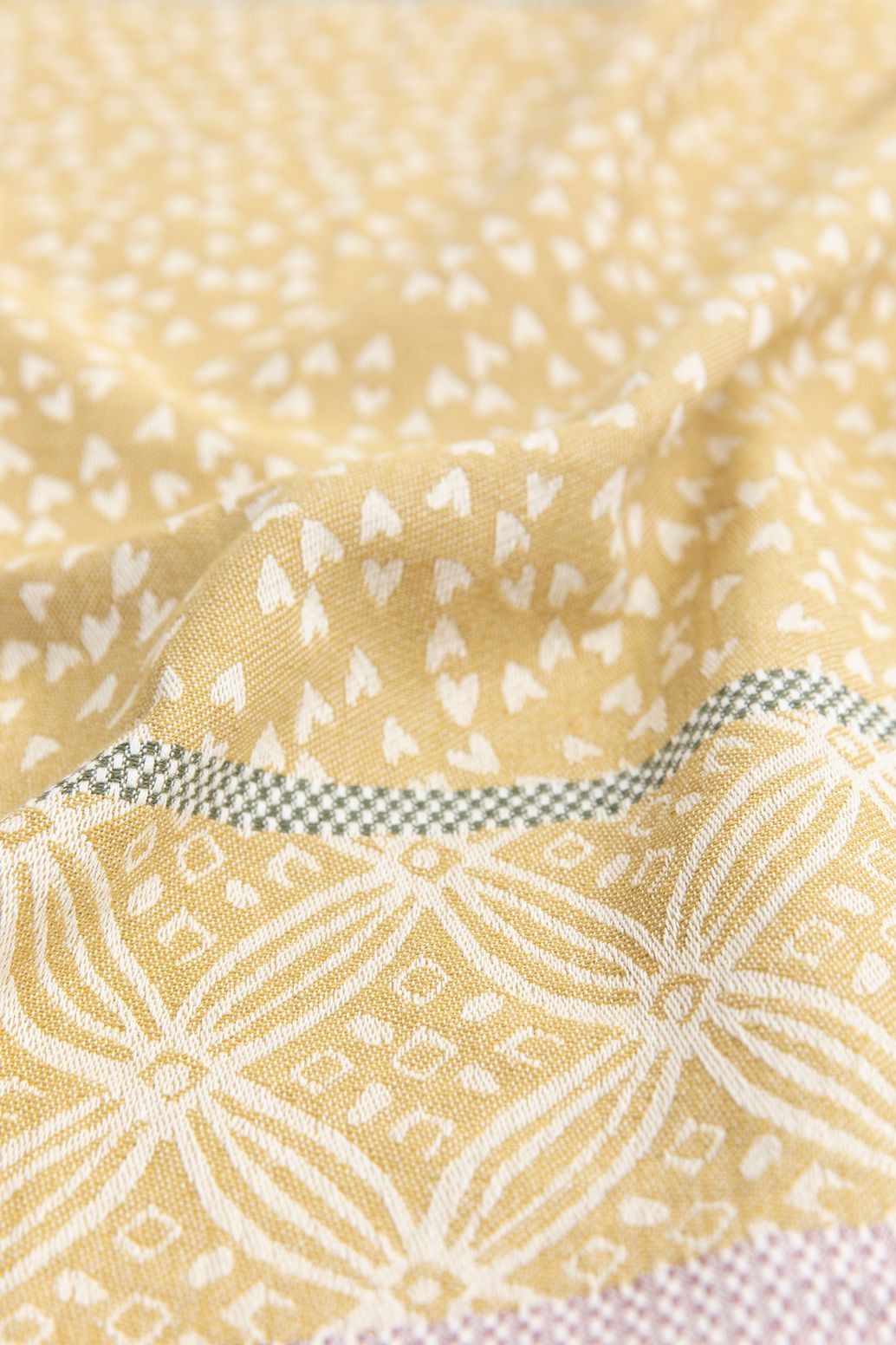 Lichtgroene katoenen theedoek met hartjesprint