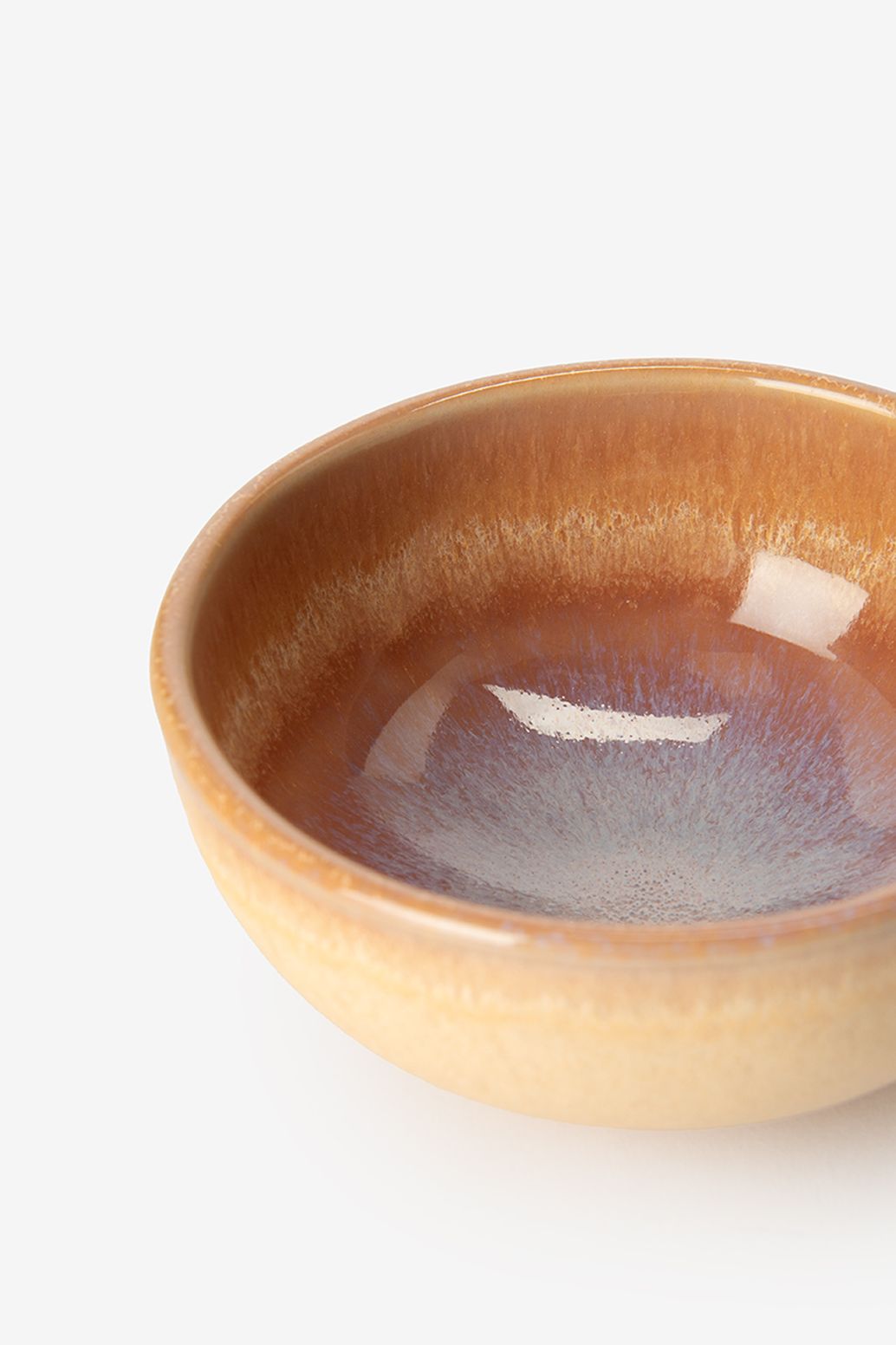 Kom klein lichtbruin reactive glaze funky