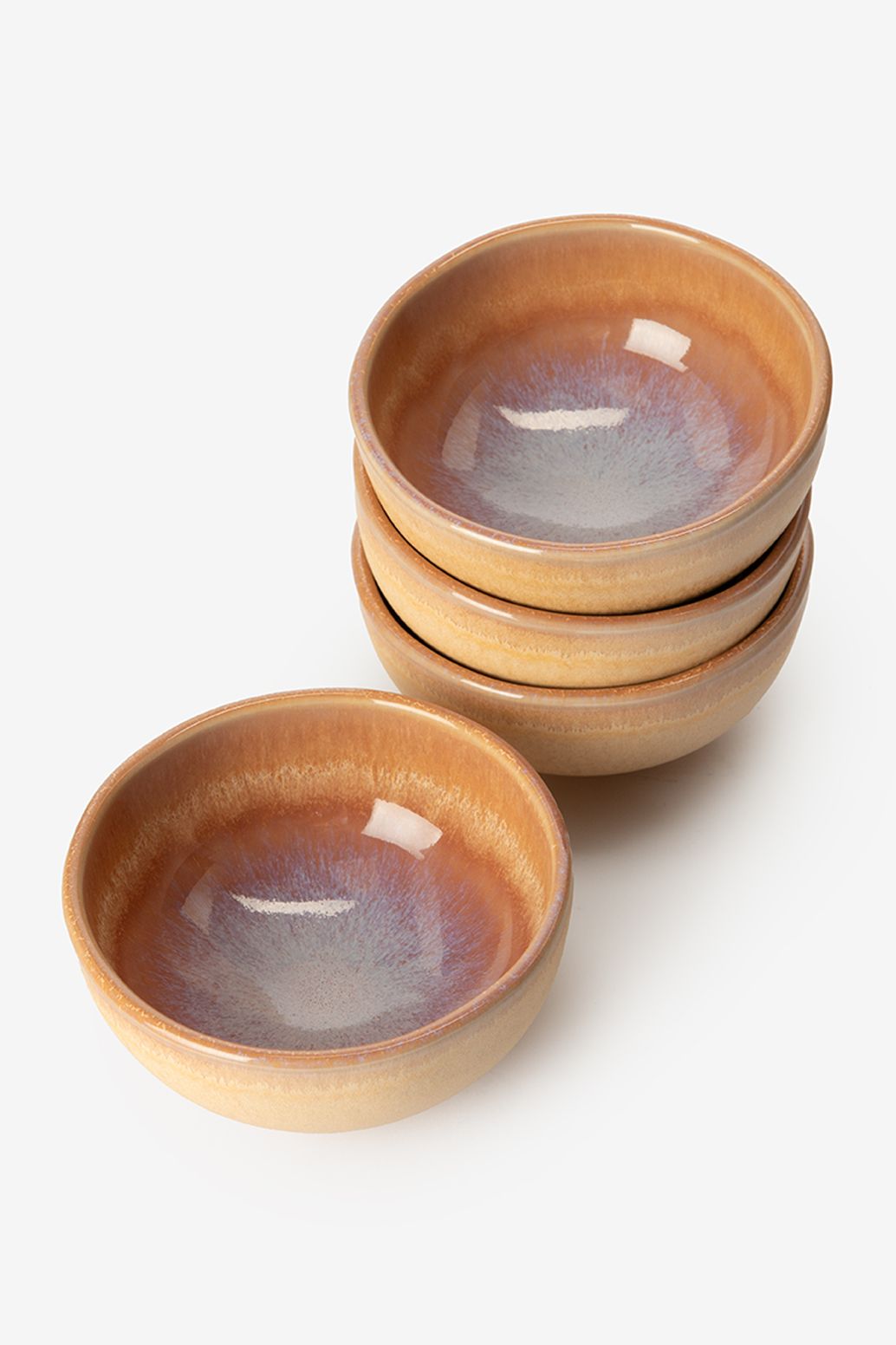 Kom klein lichtbruin reactive glaze funky